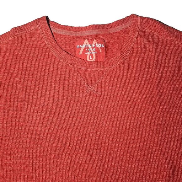 Martin + OSA 1910 Mens Long Sleeve Shirt Thermal LARGE Orange Pullover NWOT - Picture 3 of 7